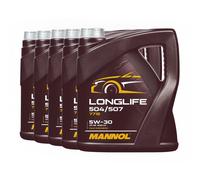 Mannol 7715 SAE 5W-30 Longue Vie Huile VW 504.00/507.00, MB 229.51, 5x4 Liter