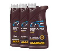 MANNOL 7726 CERAMIC PRO SAE 10W-40 Huile Moteur ACEA A3/B4, VW 505 00, 3x1 Litre