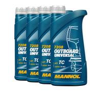 MANNOL Huile De Mélange 2 Temps Pour Moteurs Hors-bord API TC, 4x1 L