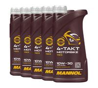 MANNOL Huile De Moto 4 Temps SAE 10W-30 JASO MA, JASO MA2, 5x1 Litre