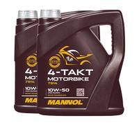 Mannol 4-Takt Moto SAE 10W-50 Huile de Moto Jaso Ma, Jaso MA2, 4 Litre
