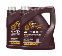 MANNOL Huile De Moto 4 Temps SAE 10W-50, JASO MA, JASO MA2, 2x4 Litres