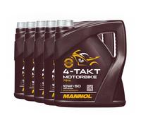 MANNOL Huile De Moto 4 Temps SAE 10W-50, JASO MA, JASO MA2, 5x4 Litres