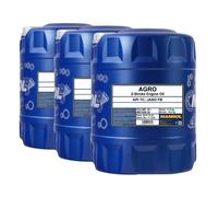 MANNOL Huile De Tonte 2 Temps Agro API TC JASO FB, 3x20 Litres