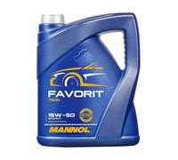 MANNOL Huile moteur FAVORIT 15W-50 Huile en partie synthétique API SL API CF-4 4 L Compatible avec VW Golf 4 3/5 portes 1J1 Golf 5 3/5 portes 1K1 Polo IV 3/5 portes 9N, 9A, SEAT Ibiza III 3/5 portes