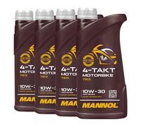 MANNOL Huile Moteur Moto 4 Temps SAE 10W-30 JASO MA/MA2 4x1 L