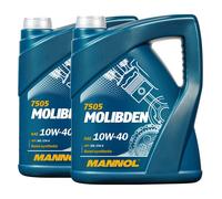 Mannol Molibden SAE 10W-40 L'Huile De Moteur Api Sn, VW 501.01, 2x5 Litre