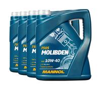 Mannol Molibden SAE 10W-40 L'Huile De Moteur Api Sn, VW 501.01, 4x5 Litre