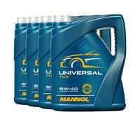 MANNOL SAE 15W-40 Huile Moteur Universelle, API SN CH4, 4x5 Litres