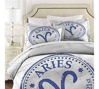 Mannwarehouse Parure de lit avec housse de couette et 2 taies d'oreiller Motif signe du zodiaque Bélier - Double aiguille - Coutures durables - Confortable - Lit double 172,7 x 228,6 cm