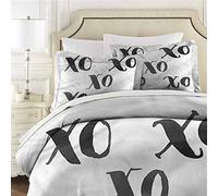 Mannwarehouse Xo - Parure de lit classique 3 pièces avec motif de lettres anciennes (1 housse de couette + 2 taies d'oreiller) - Parure de lit avec fermeture éclair - Très grand lit californien 264,2
