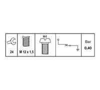 HELLA 6ZL 009 600-021 Indicateur de pression d'huile - 12V - 1pôle - Ouvreur - Couleur: blanc comme du lait