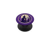 Manoir hanté, Halloween, Pleine Lune, Maison effrayante PopSockets PopGrip Adhésif