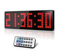 Manoive Fitness Minuteur, 13.2" Grand Horloge Murale Numérique, LED Gym Timer avec Countdown/Up Chronomètre, Luminosité Réglables,Timer Sport avec Télécommande pour Home Fitness Bureau Cuisine