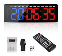 Manoive Timer Sport Minuteur Fitness Mural,13,2" Gym Timer avec 12/24H Horloge,Chronomètre,Countdown/up,Chronometre Sport avec Télécommande, Volume&Luminosité Réglable,pour Tabata, EMOM, MMA