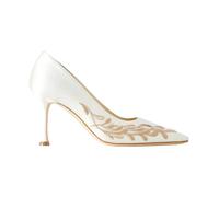 Manolo Blahnik - Escarpin Rabata 90 en satin brodé - Femme - Chaussures - Blanc - Taille: 38 EU