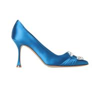 Manolo Blahnik, Femme, Chaussures, Bleu, Taille: 35 EU Boucle en Cristal Escarpins en Satin