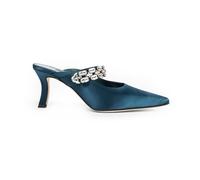 Manolo Blahnik, Femme, Chaussures, Bleu, Taille: 36 EU Talons en Satin Bleu et Cristal
