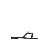 Manolo Blahnik - Trinamu Flat Sandal - Femme - Chaussures - Noir - Taille: 35 EU
