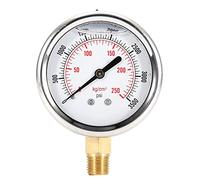 Manomètre 0-3500 PSI, Raccord mâle 1/4 NPT en laiton Jauge de pression de carburant remplie de liquide hydraulique en acier inoxydable