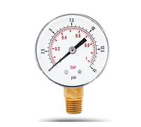 Manomètre 70 × 50 × 22 mm, mini manomètre basse pression pour carburant, air, ou eau 0-15 Psi/0-1 bar BSPT, manomètre 1/4 pouce BSPT