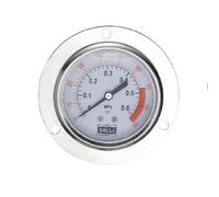 Manomètre à bain d'huile double échelle, résistant aux chocs, avec bride, mouvement en laiton chromé, PT1/4" YN60 2,5" (60 mm), plaqué chrome, avec mouvement en laiton chromoly et bride.(0.6MPA)