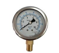 Manomètre à bain d'huile, manomètre à vide, filetage PT1/4", mouvement en laiton YN60 2,5", boîtier en acier inoxydable, résistant aux chocs(2KG)