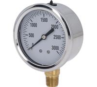 Manomètre à liquide 1/4in NPT 2.5 Inch Dial Stainless Steel Pressure Meter for Air Water Oil 0?3000PSI
