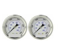 Manomètre à liquide, lot de 2, 0 à 5000psi, face de 2pouces, montage arrière de 1/4pouce