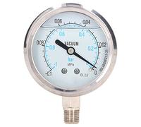 Manomètre à vide, 1/4in NPT Double échelle en acier inoxydable manomètre à vide testeur pour eau-huile (-0.1-0Mpa)