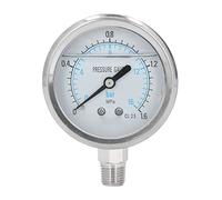 Manomètre à Vide, Manomètre 1/4in NPT Connexion Inférieure Rempli de Liquide Eau Air Gaz Jauge 0-1.6Mpa, Manomètres Industriels