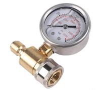 Manomètre antichoc à insertion rapide 3/8" pour nettoyeurs haute pression, acier inoxydable et cuivre, compatible avec les machines de nettoyage à pression