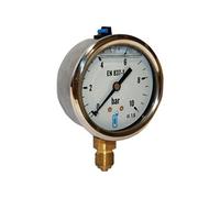 Manomètre bain d'huile boitier inox rv Laiton- DN63 - 25bars - 8x13