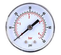Manomètre, cadran de 50 mm, 1/8 BSPT, manomètre axial, manomètre de pression d'air, connexion arrière pour air, eau, huile, gaz(0-60psi 0-4bar)