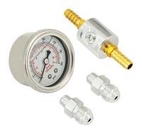 Manomètre de pression de carburant universel 1/8 NPT, rempli de liquide, boîtier poli, 0-160 psi, kit d'adaptateur pour systèmes d'injection de carburant adapté uniquement