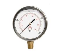 Manomètre de pression d'huile de 4 pouces, boîtier en acier inoxydable, 1/2 pouce NPT, montage inférieur, 0-200 PSI-
