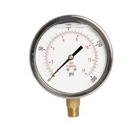 Manomètre de pression d'huile de 4 pouces, boîtier en acier inoxydable, 3/8 pouce NPT, montage inférieur, 0-200 PSI-