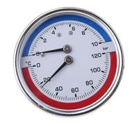 Manomètre de température et de pression de chaudière, cadran de 60 mm for systèmes de chauffage au sol avec plusieurs méthodes de montage et tailles de filetage(G1/4)