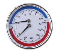 Manomètre de température et de pression de chaudière, cadran de 60 mm for systèmes de chauffage au sol avec plusieurs méthodes de montage et tailles de filetage(G1/2)