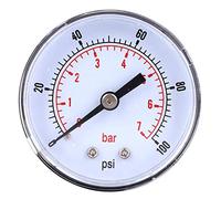 Manomètre en Acier Inoxydable Jauge de Pression Cadran 50 mm 1/8 BSPT Montage Arrière Pour Air Eau Gaz(0-100PSI 0-7Bar)