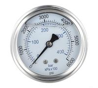Manomètre en acier inoxydable pour nettoyeurs haute pression avec filetage M14, cadran double échelle rempli de glycérine de 0 à 6000 psi, résistant et haute température (0-6000 psi)