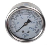 Manomètre en acier inoxydable, pour nettoyeurs haute pression, double échelle de 0 à 6000 psi, jauge remplie de glycérine, avec filetage, pression d'air industrielle (0-3500 psi)