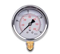 Manomètre glycérine connexion radiale, IP65 inox 63 mm avec connecteur bas, 1/4 glycérine (0-40bar)