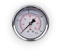 Manomètre glycérine raccord axial en acier inoxydable IP65 63 mm avec connecteur arrière, 1/4 glycérine (0-4 bar)