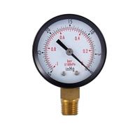 Manomètre, Manomètre à vide for usage sec, noir, acier, support inférieur 1/4" NPT, 30HG/0PS