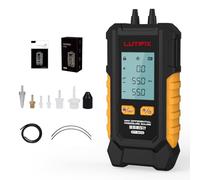 Manomètre numérique de pression d'air -101-200 kPa, résolution 0,1 kPa, testeur d'air, 6 unités, double port différentiel manomètre de pression d'air CVC avec rétroéclairage, conservation des données