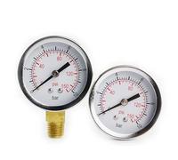 Manomètre pneumatique SMCB à usage général, filetage 1/4G/NPT, 50 mm (2 pouces), boîtier métallique, 10 bar (150 psi).(G Thread L Type 1-4)