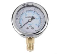 Manomètre rempli 60 mm M14 x 1,5 double échelle Mpa Psi pour hydraulique eau huile gaz pour vide robuste amortit les vibrations résistant à la température Argenté manomètre industriel (0 ~ 2,5 MPa)