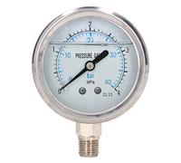 Manomètre Rempli de Glycérine, Double Graduation Bar Mpa, Jauge de Connecteur Fileté 1/4" NPT pour la Mesure de la Pression Liquide(0 à 4 MPa)