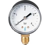 Manomètre type 116 diamètre 50mm 0 à 4 bars boitier ABS classe 2.5 sec raccord vertical 8x13 Réf 1162RV12D
